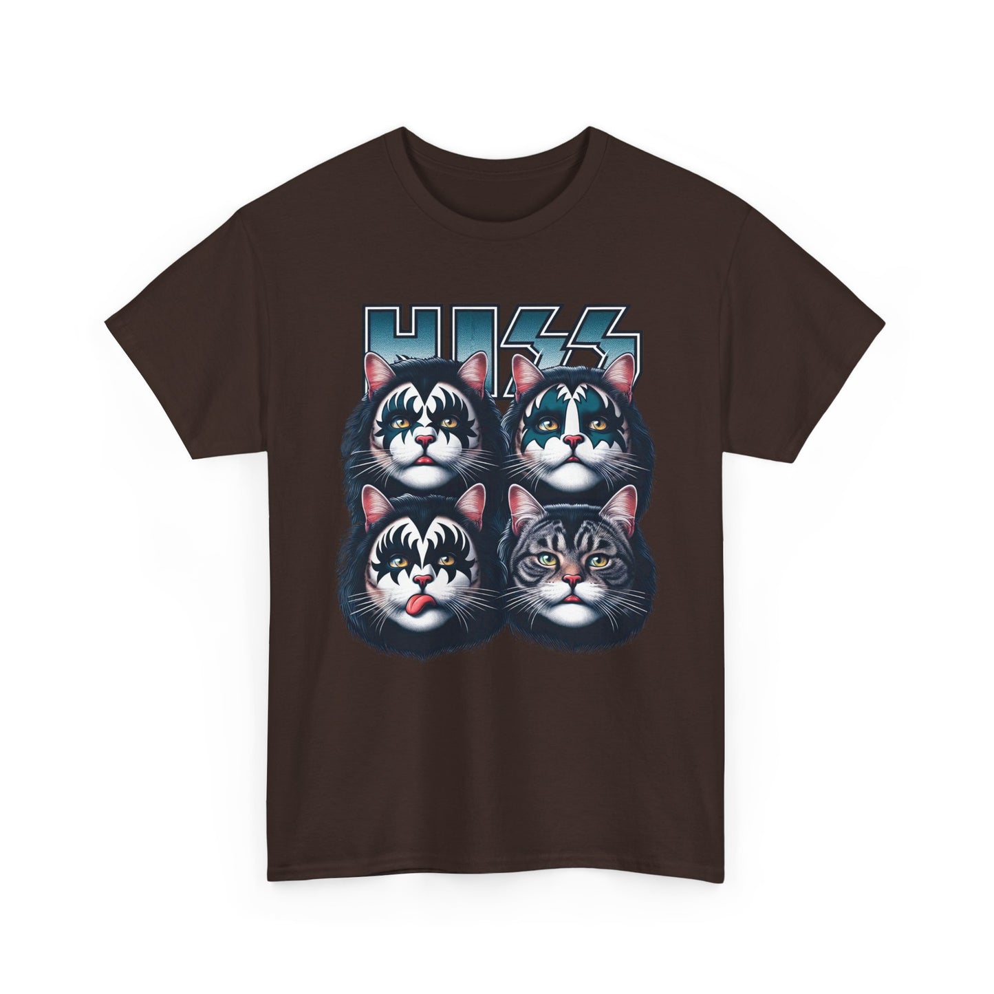 KISS-Style Rock Cat Band T-Shirt