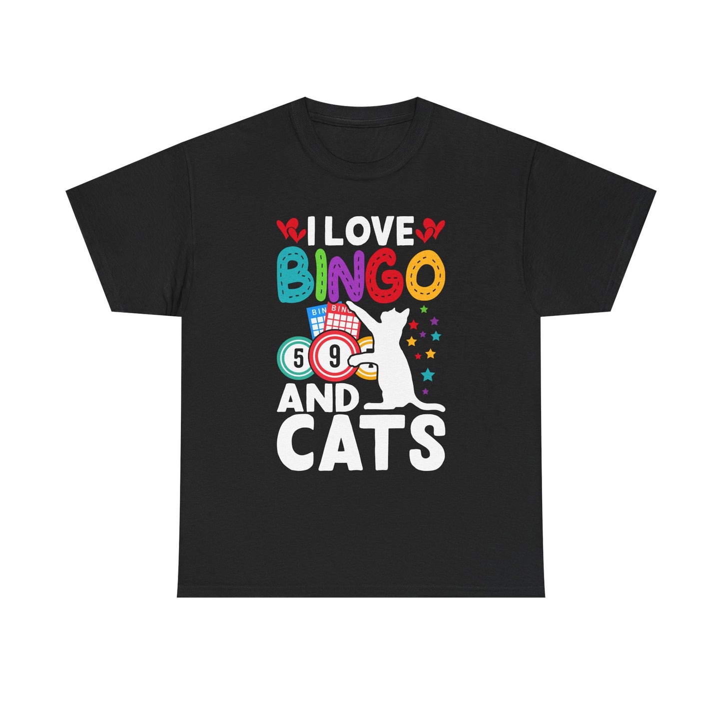 I Love Bingo and Cats T-Shirt — Funny Cat Lover Bingo Tee