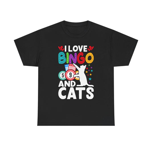 I Love Bingo and Cats T-Shirt — Funny Cat Lover Bingo Tee