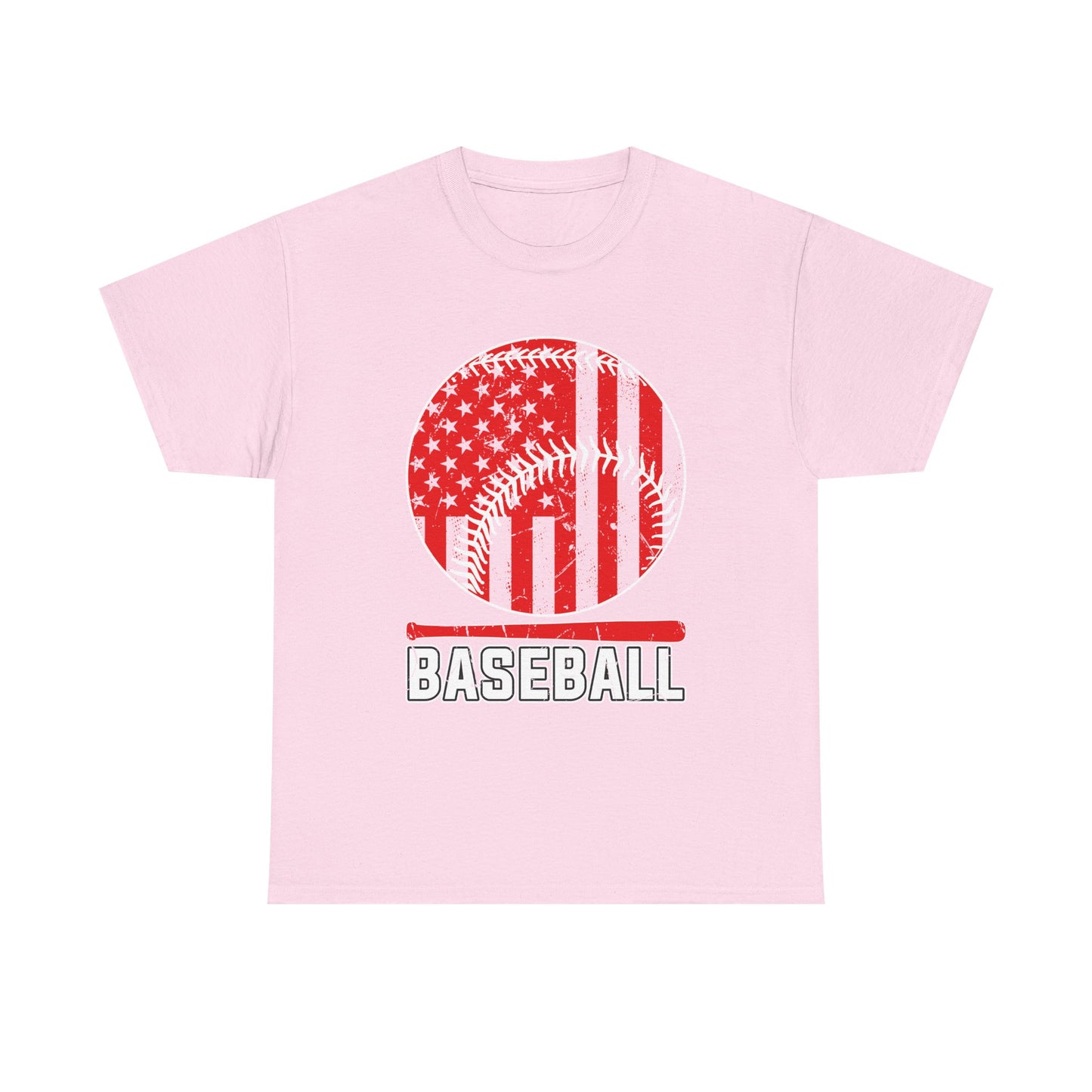 Baseball Flag Graphic Tee — Red & Black Baseball USA Design