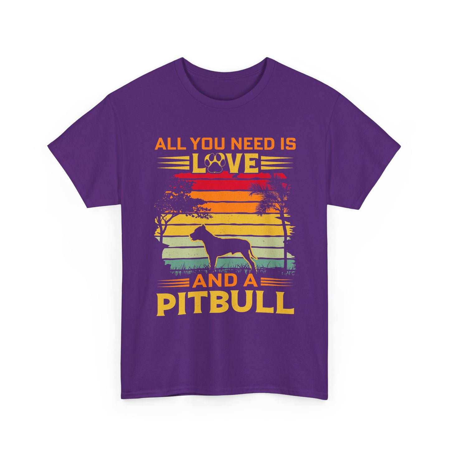 Pitbull T-Shirt – "All You Need Is Love and a Pitbull" Vintage Sunset Tee