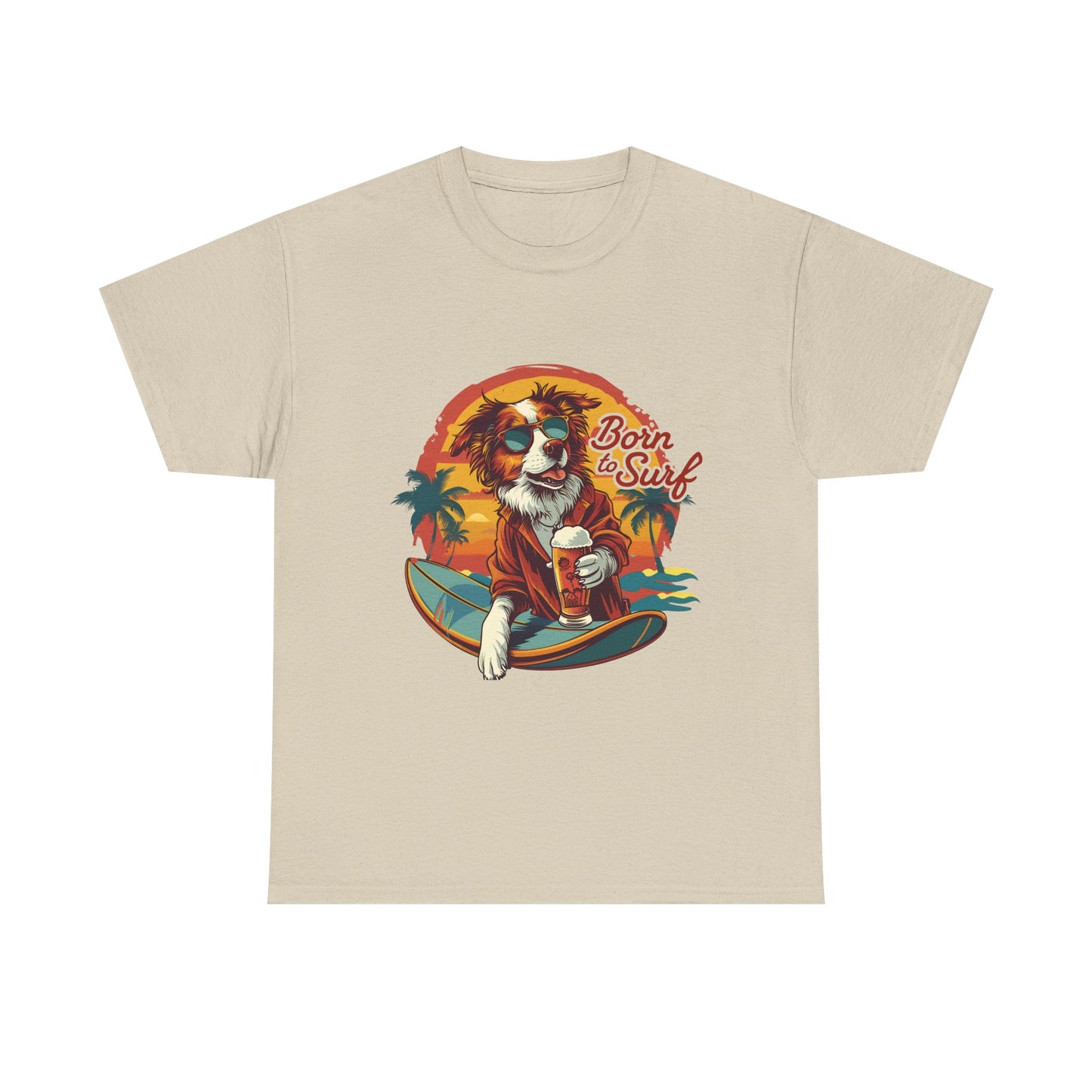 T-Shirt - "Born to Surf" Surfing Dog Graphic Tee