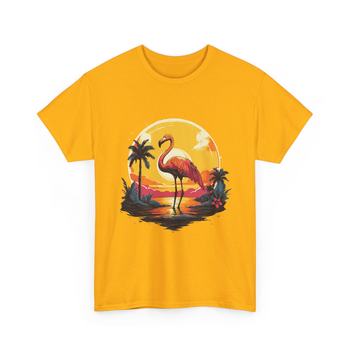 Flamingo Sunset Tee — Tropical Beach Vintage Graphic T-Shirt