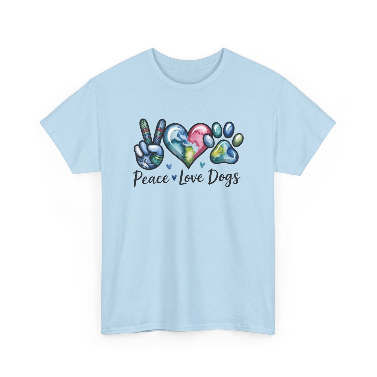Peace Love Dogs T-Shirt — Cute Paw Print Graphic Tee for Dog Lovers