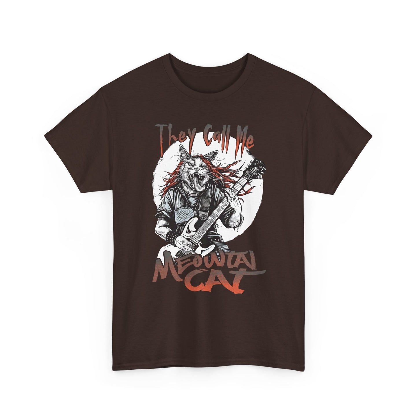 Meowtal Cat Guitar T-Shirt — "They Call Me Meowtal Cat" Rock Music Tee
