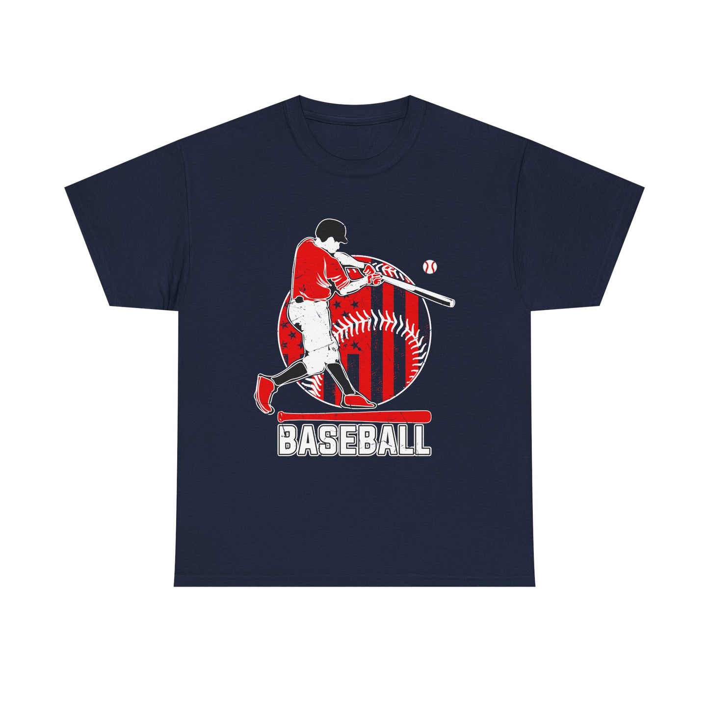 Baseball Player Graphic Tee — Vintage Red Batter Design