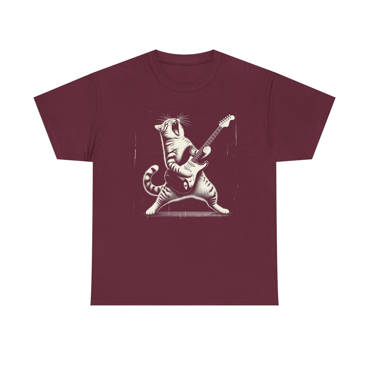 Cat Rocker T-Shirt — Guitar Playing Cat Vintage Band Tee