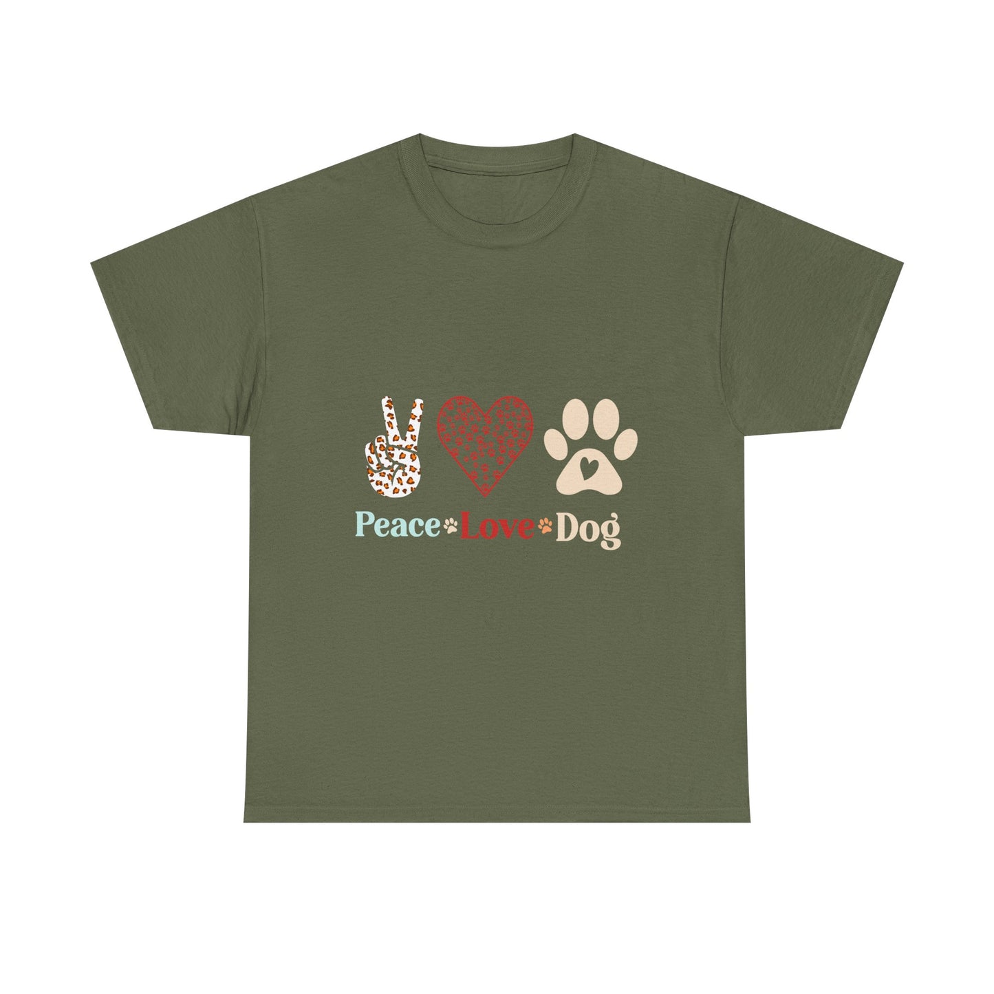 Peace Love Dog T-Shirt - Paw Print & Peace Sign Graphic Tee for Dog Lovers