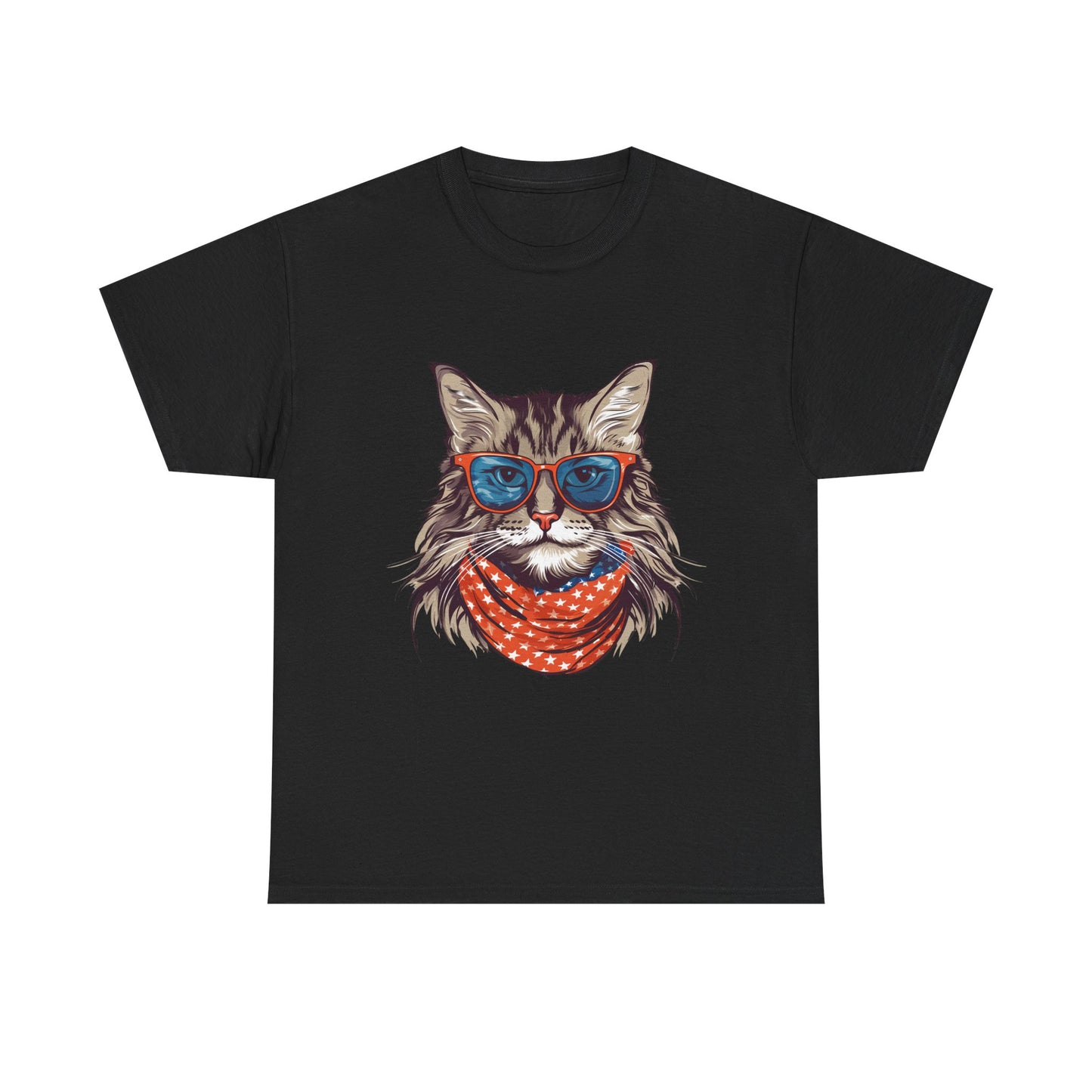 Cat with Sunglasses & Bandana T-Shirt — Cool Retro Cat Graphic Tee