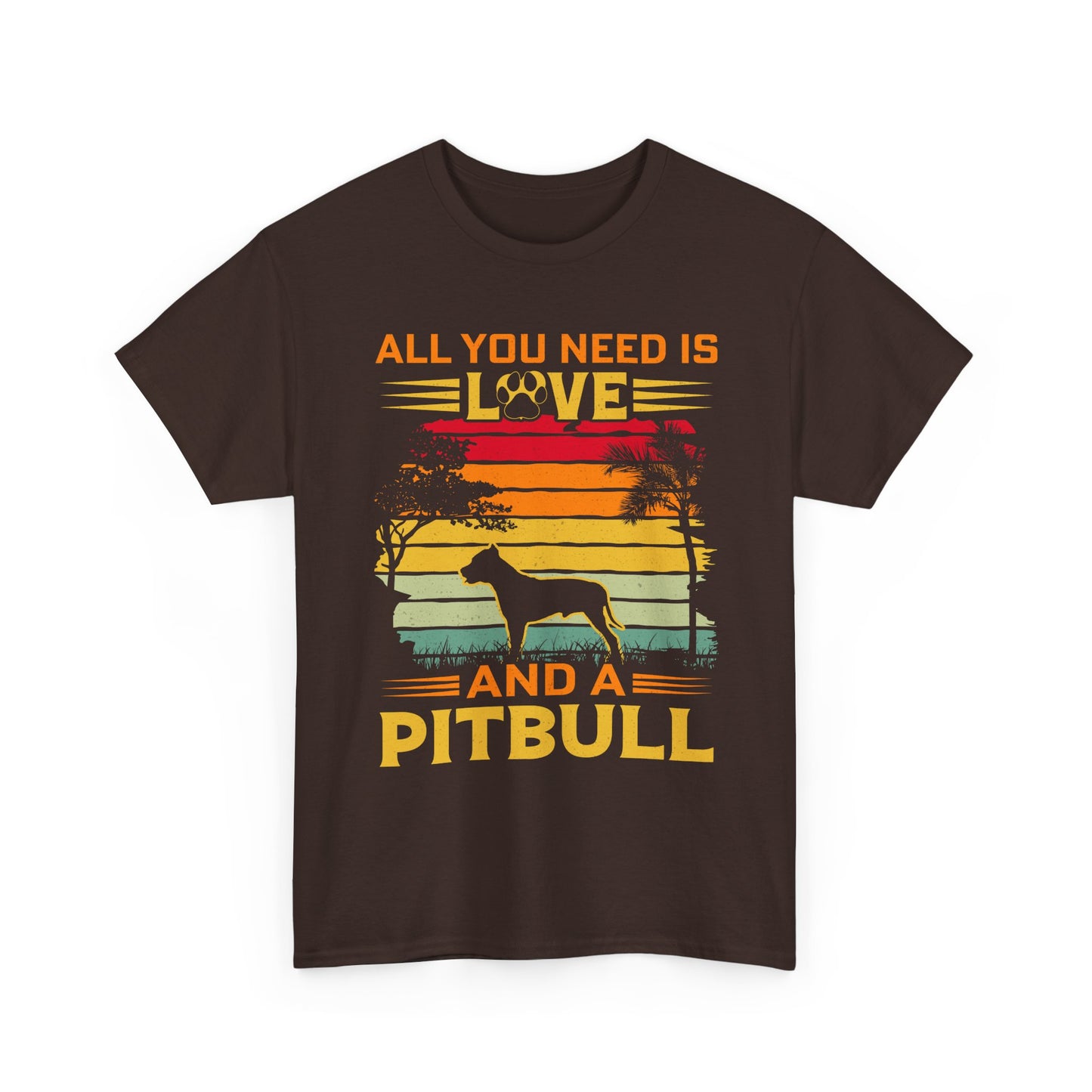 Pitbull T-Shirt – "All You Need Is Love and a Pitbull" Vintage Sunset Tee
