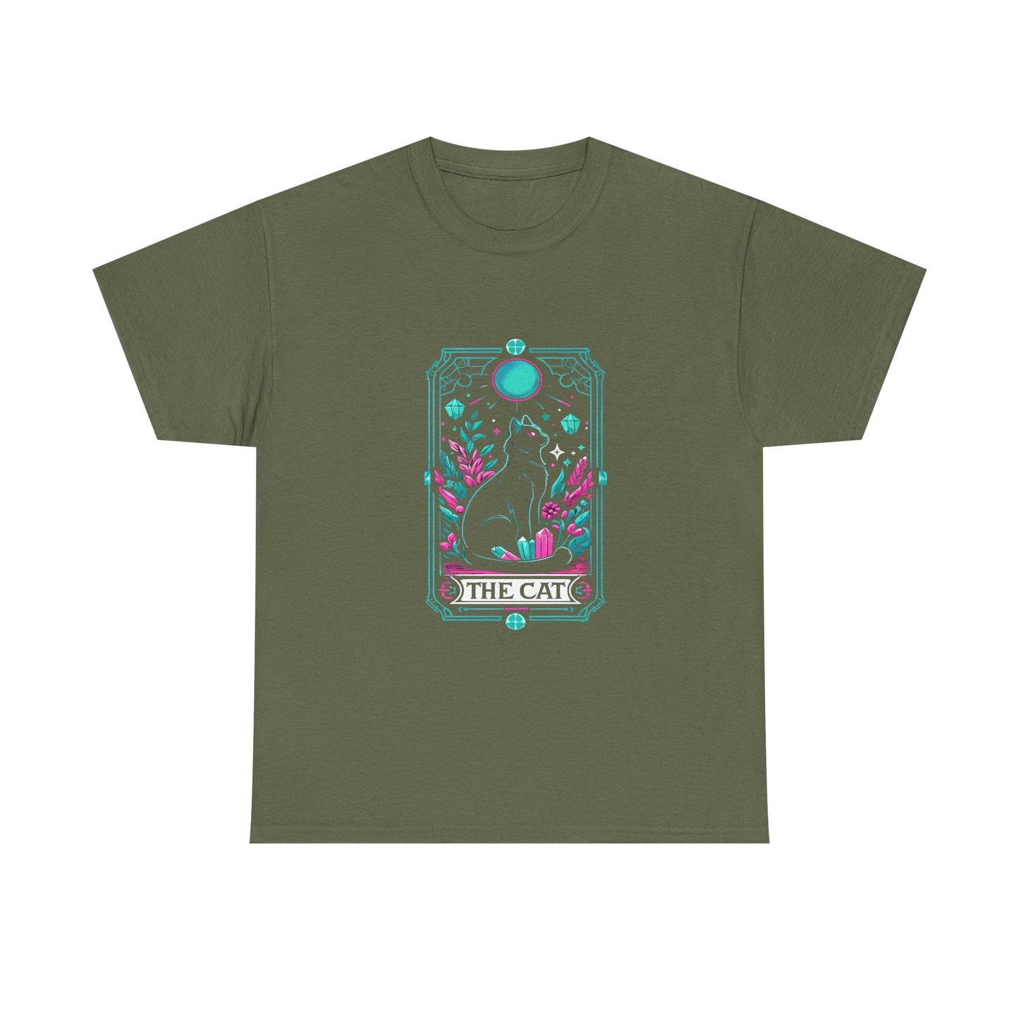 Cat Tarot T-Shirt — "The Cat" Mystical Black Tee