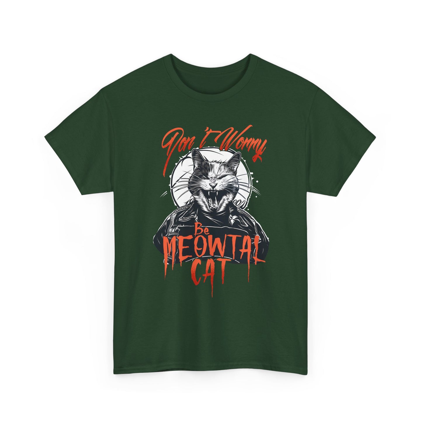Meowtal Cat T-Shirt — 'Don't Worry' Gothic Cat Graphic Tee