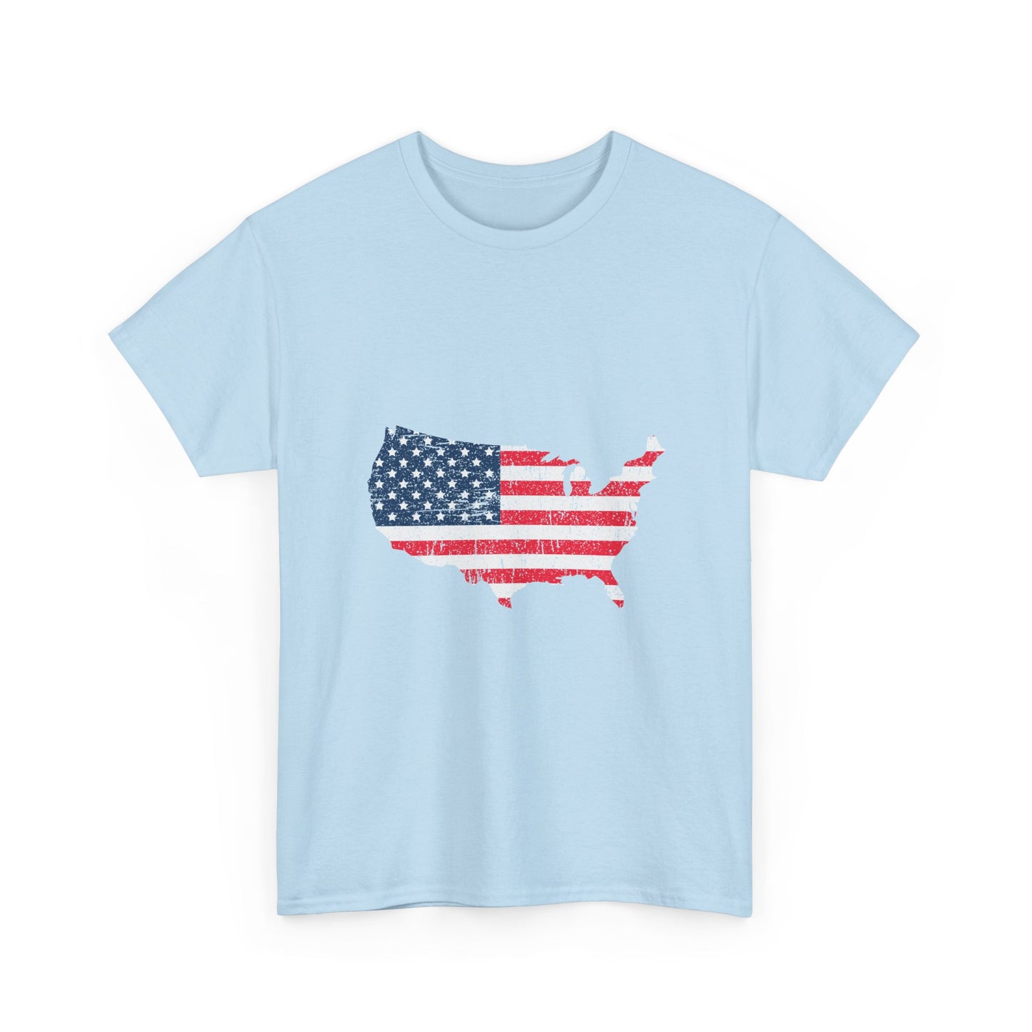 USA Flag Map T-Shirt — Distressed American Flag Outline Tee