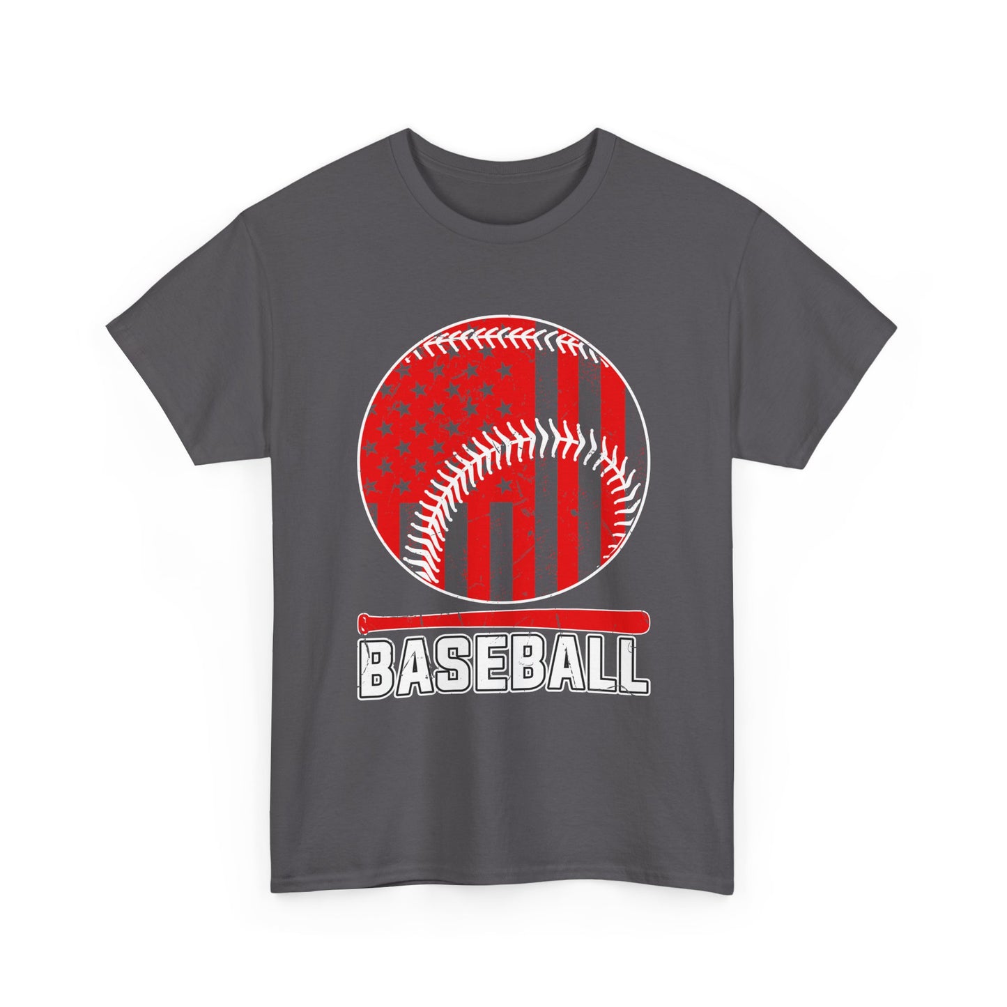 Baseball Flag Graphic Tee — Red & Black Baseball USA Design