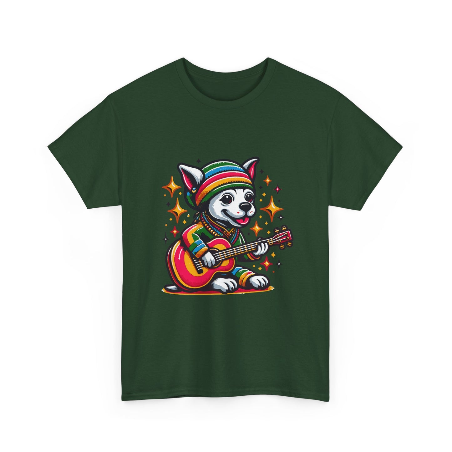 Pup Reggae Guitar Tee — Cute Dog Playing Guitar Graphic T-Shirt