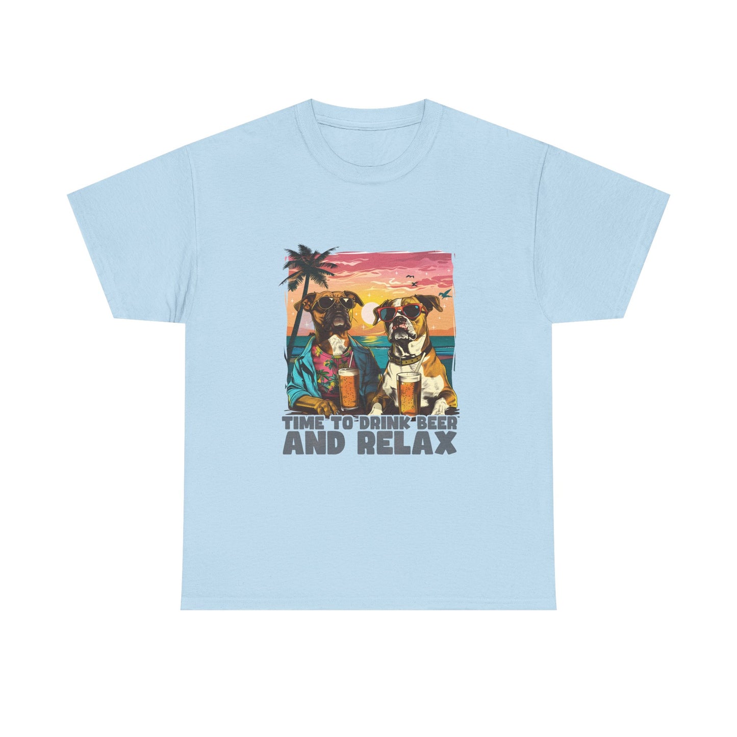 Time to Drink Beer and Relax T-Shirt — Retro Beach Dogs Design