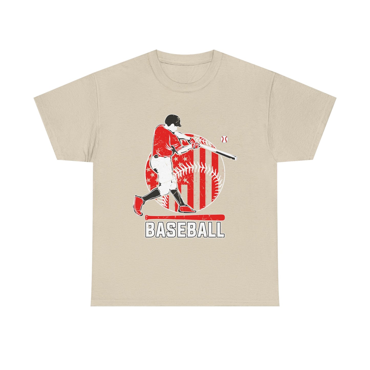 Baseball Player Graphic Tee — Vintage Red Batter Design