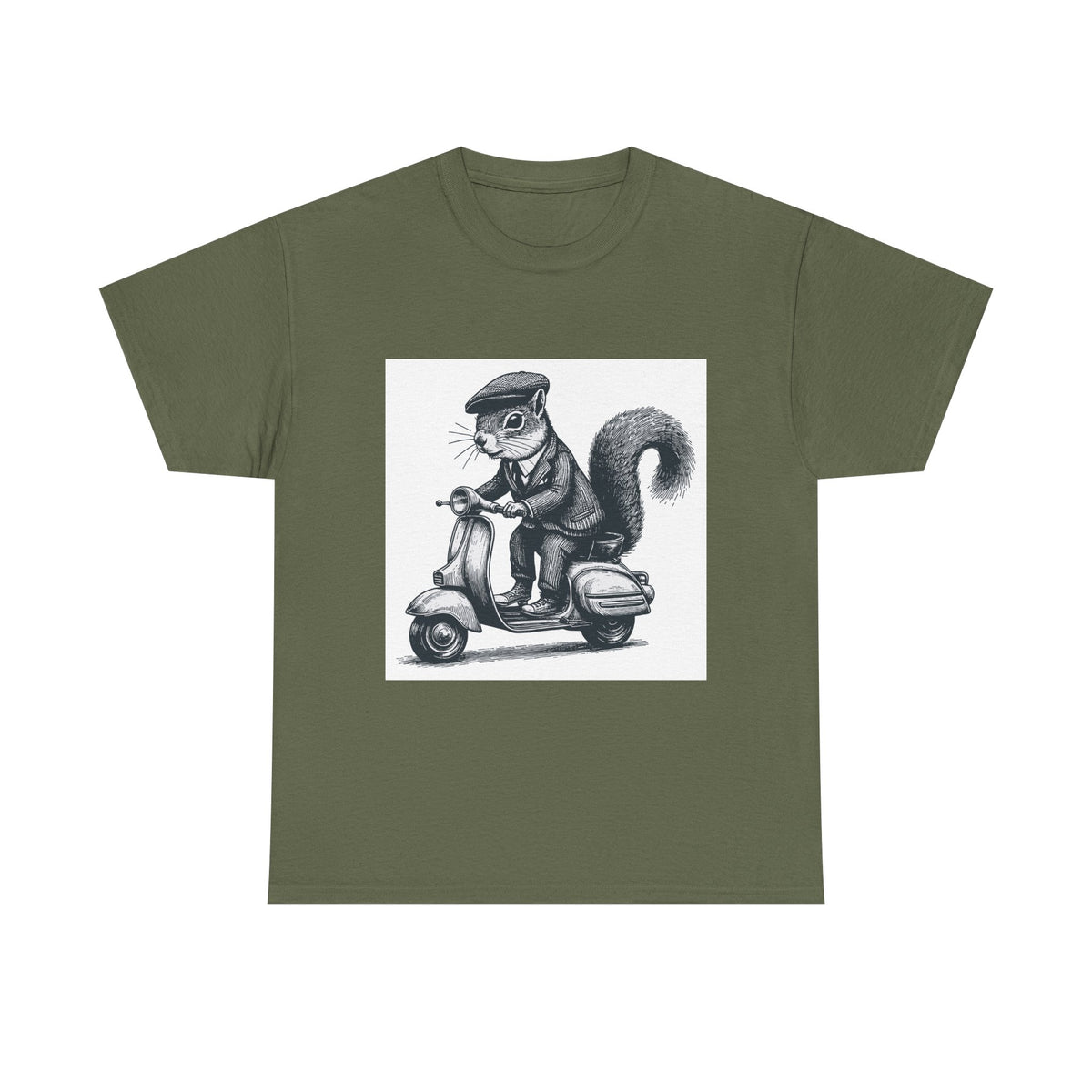Squirrel on Scooter T-Shirt — Retro Riding Animal Tee