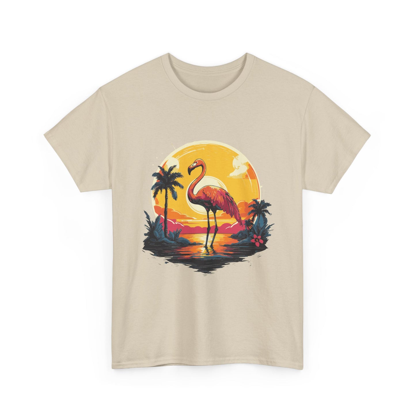 Flamingo Sunset Tee — Tropical Beach Vintage Graphic T-Shirt