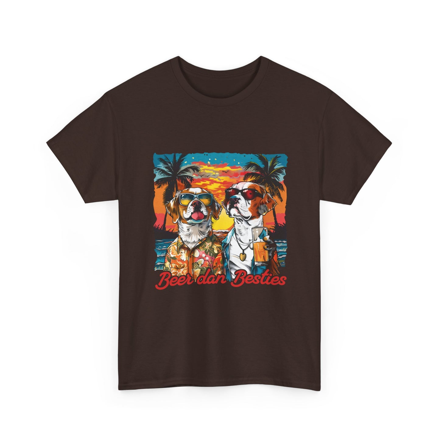 T-Shirt — 'Beer dan Besties' Retro Sunset Dogs Tee