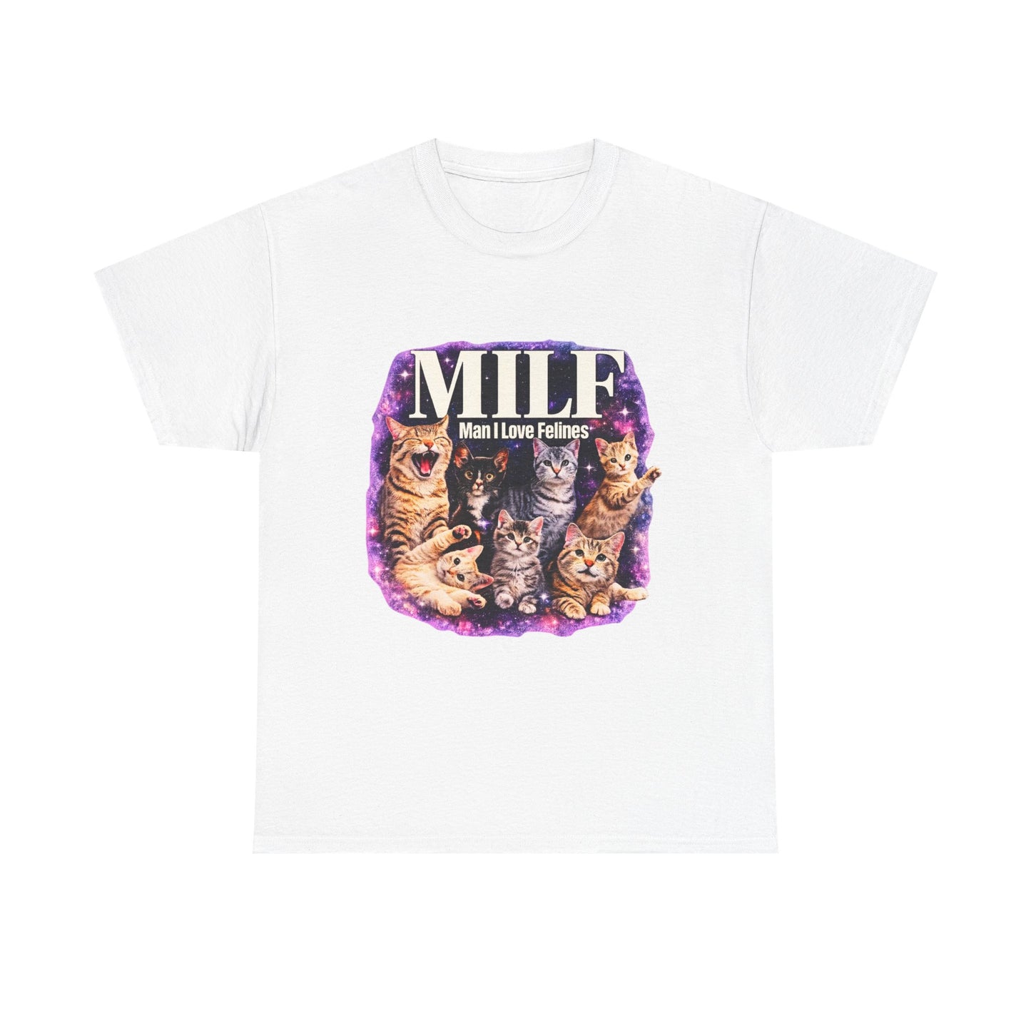 Cat Lover Tee — "MILE: Man I Love Felines" Graphic T-Shirt