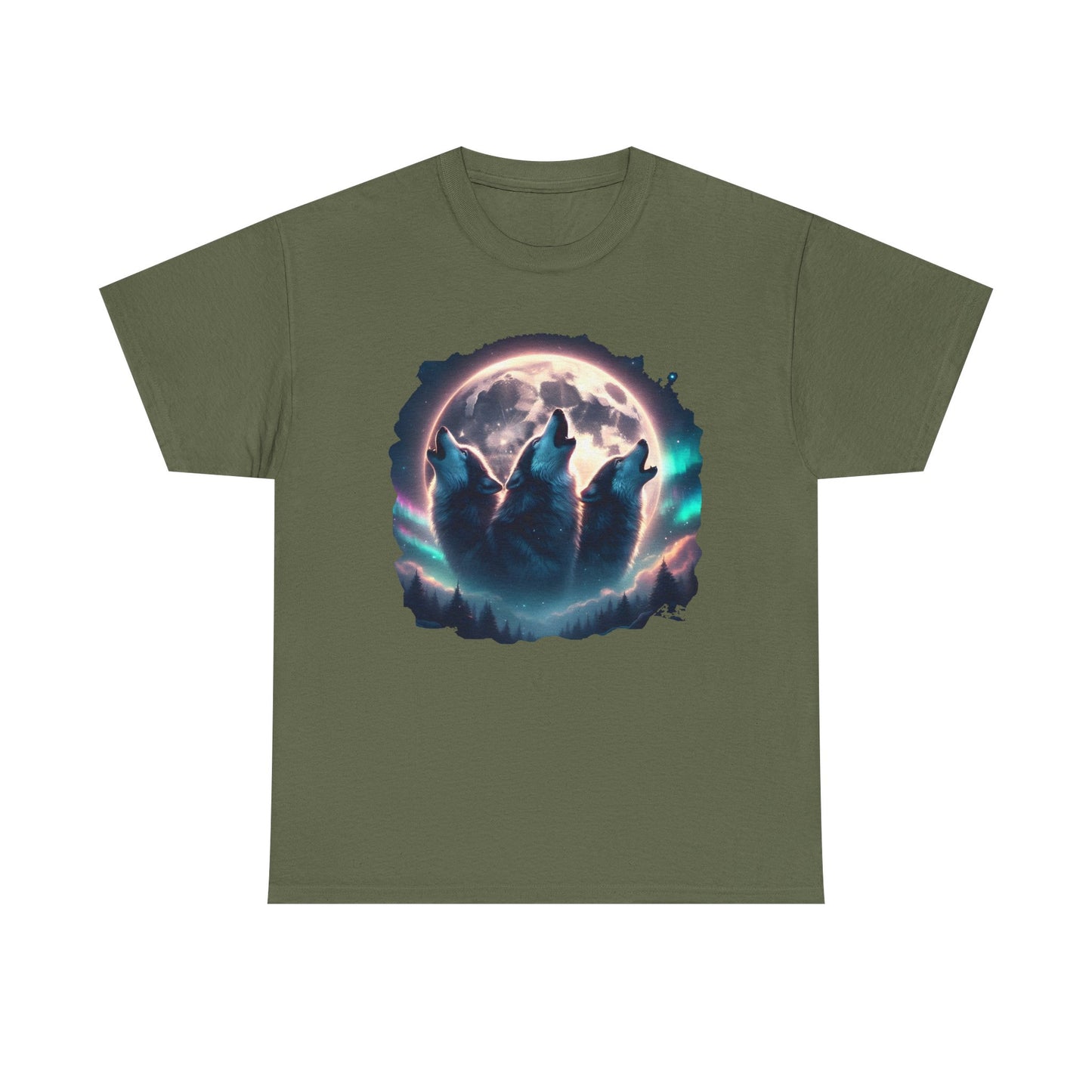 Wolf Moon T-Shirt — Howling Wolves Silhouette at Full Moon Graphic Tee