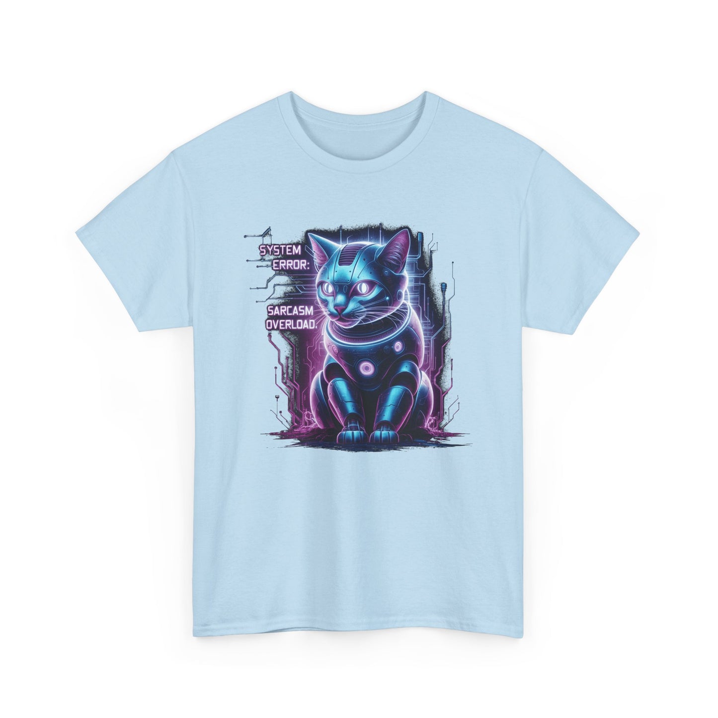 Neon Cyberpunk Lucky Cat T-Shirt — "Problem Solver, Sarcasm Overload"