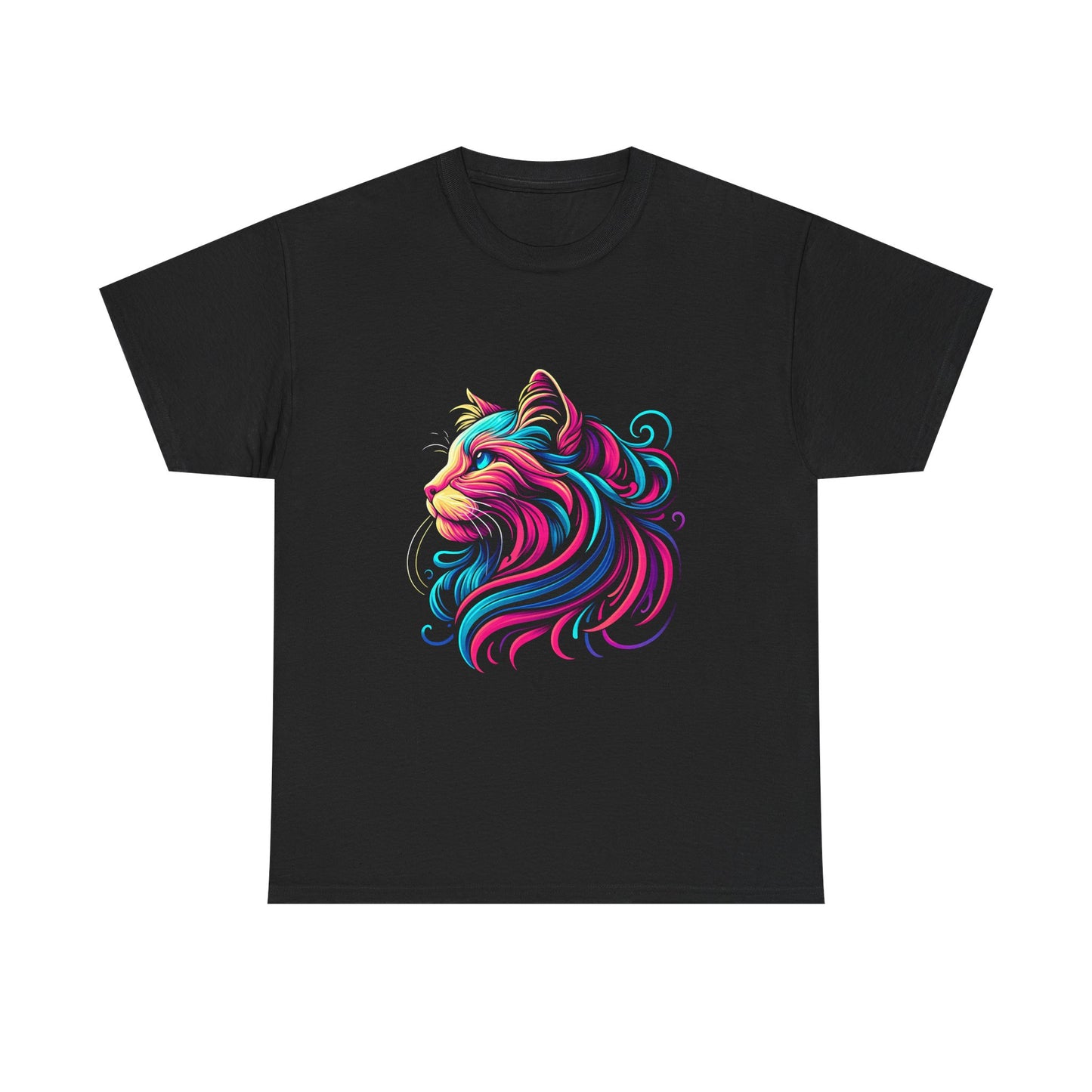 Colorful Cat Portrait T-Shirt — Vibrant Whimsical Feline Tee