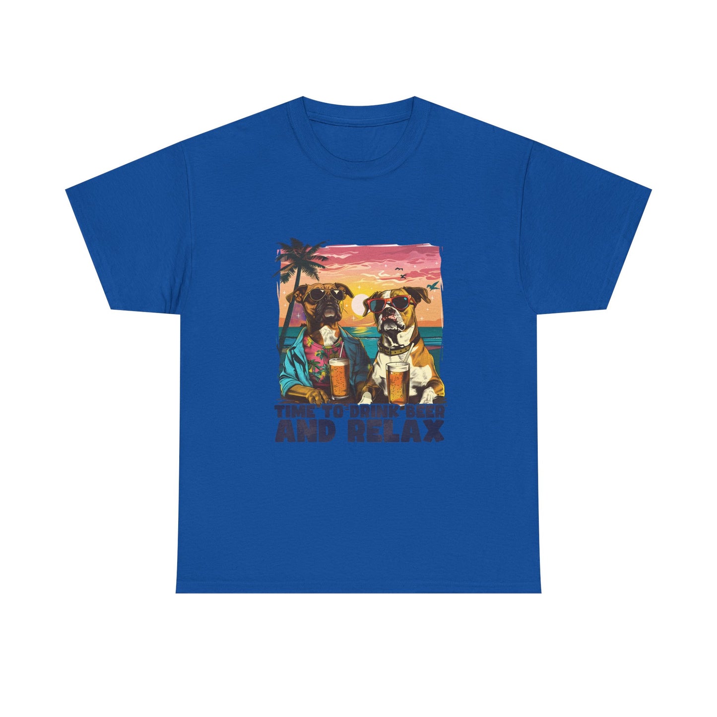 Time to Drink Beer and Relax T-Shirt — Retro Beach Dogs Design