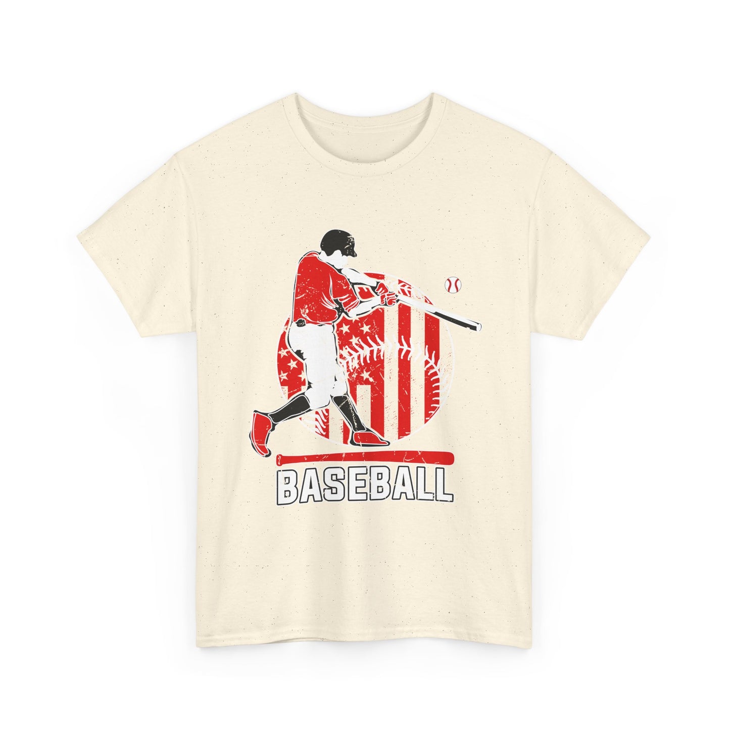 Baseball Player Graphic Tee — Vintage Red Batter Design