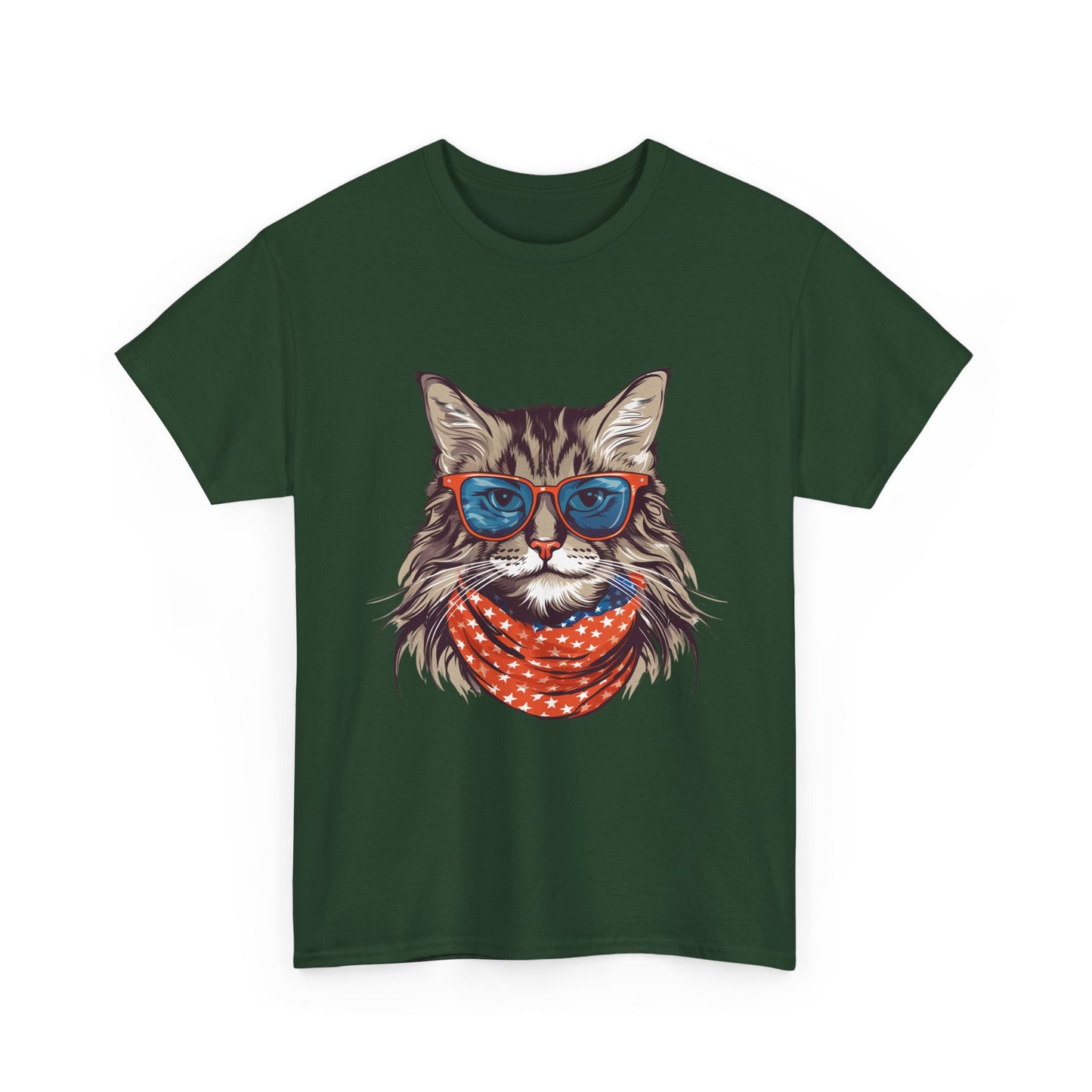 Cat with Sunglasses & Bandana T-Shirt — Cool Retro Cat Graphic Tee