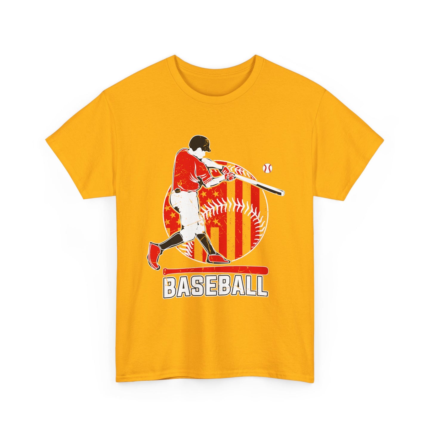 Baseball Player Graphic Tee — Vintage Red Batter Design