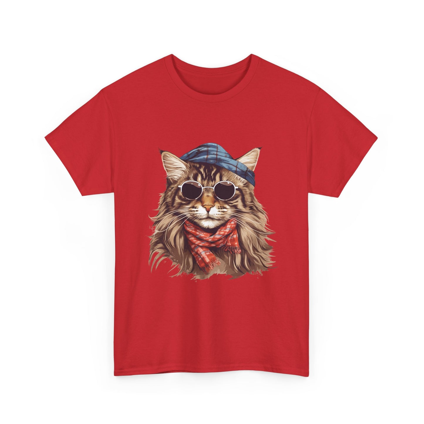 Cat Portrait Tee — Hipster Cat with Sunglasses & Bandana Graphic T-Shirt