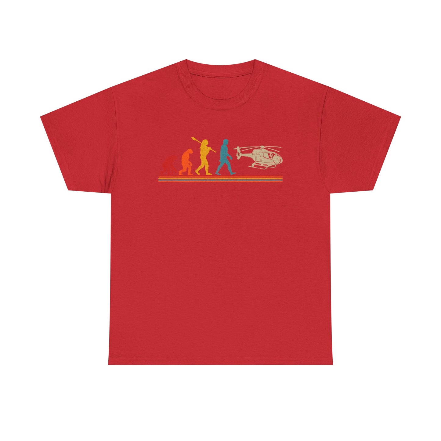 T-Shirt - Evolution of Man to Helicopter Vintage Graphic Tee