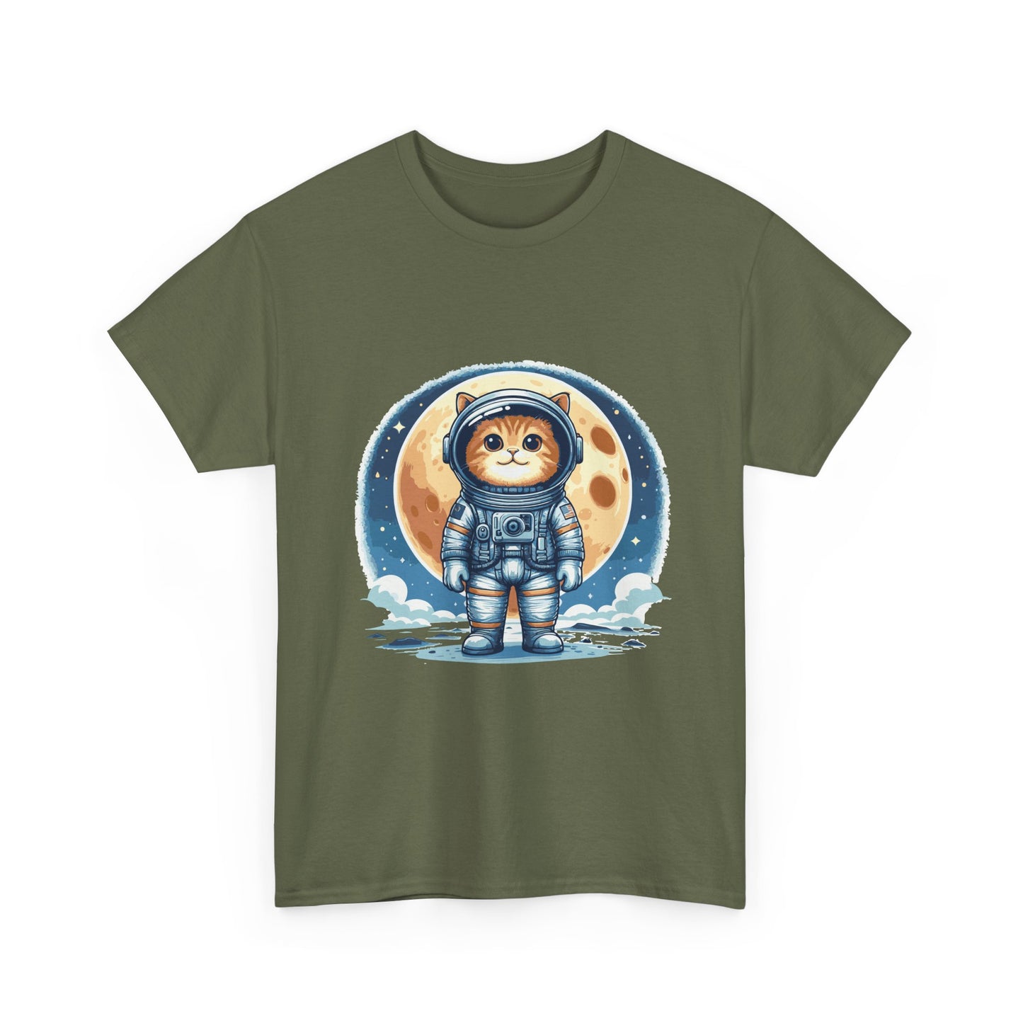 Astronaut Cat T-Shirt – Cute Space Kitty Tee with Moon