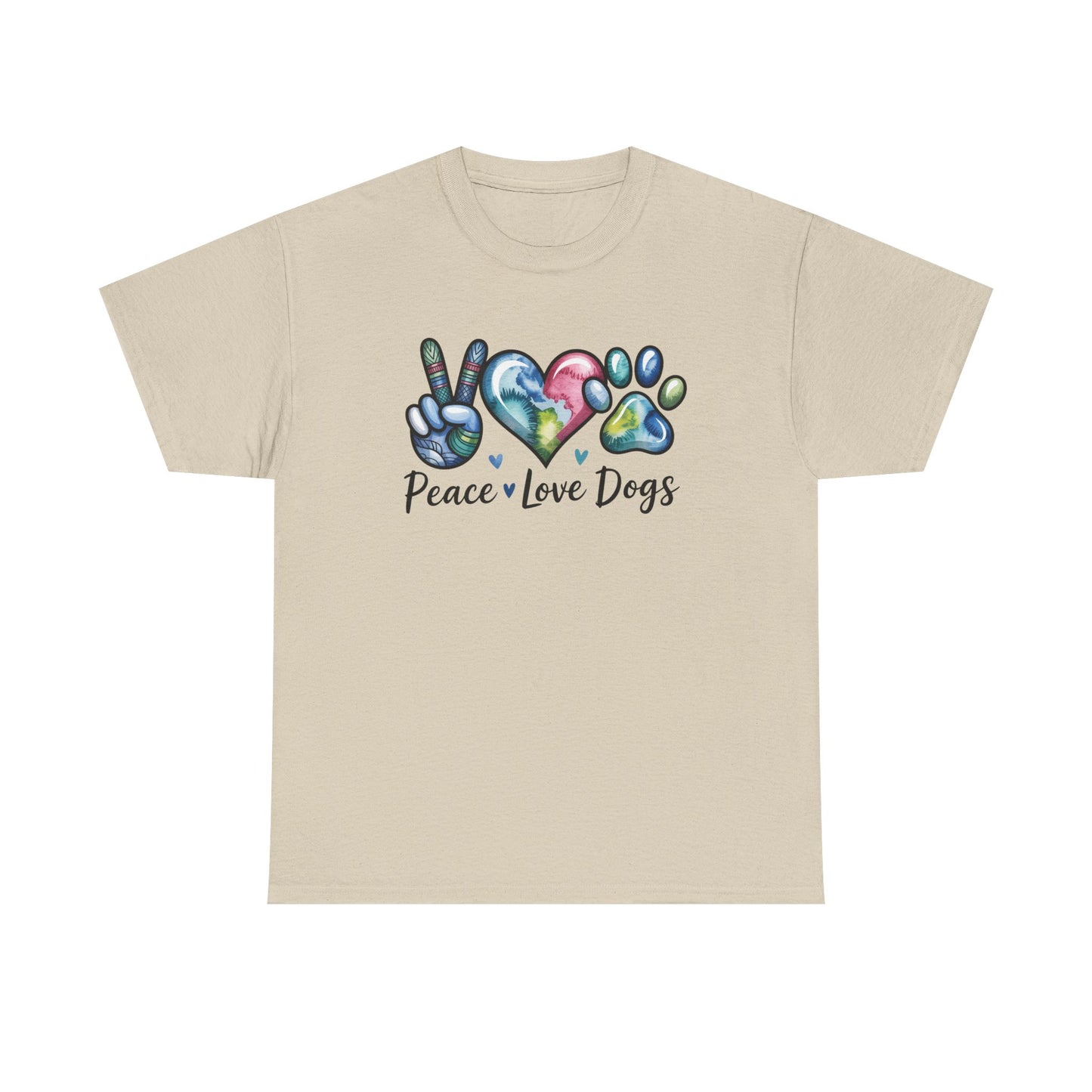 Peace Love Dogs T-Shirt — Cute Paw Print Graphic Tee for Dog Lovers