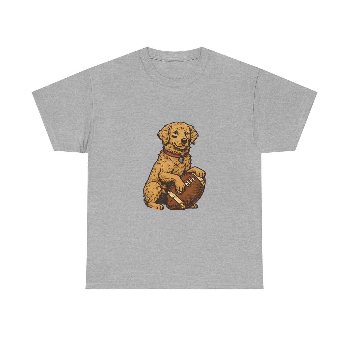 Golden Retriever Puppy Football Tee — Cute Dog with Football Graphic T-Shirt