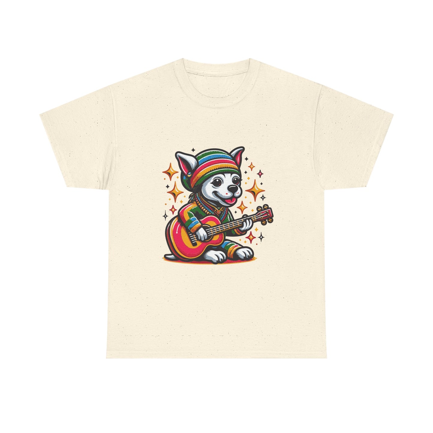 Pup Reggae Guitar Tee — Cute Dog Playing Guitar Graphic T-Shirt