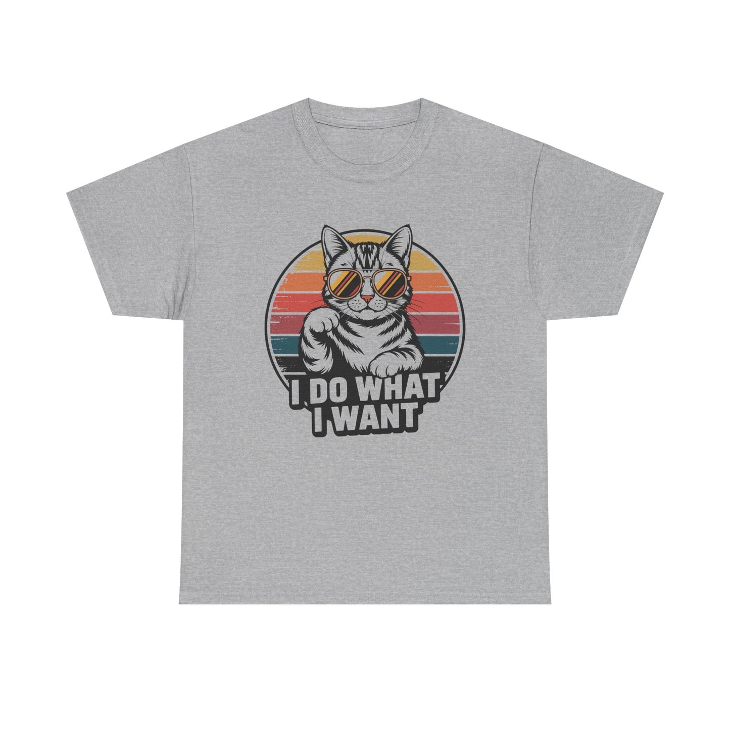 I Do What I Want Cat T-Shirt — Retro Sunglasses Vintage Stripe Graphic Tee