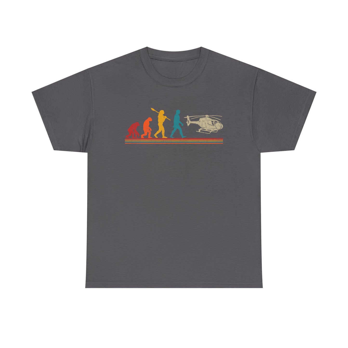 T-Shirt - Evolution of Man to Helicopter Vintage Graphic Tee