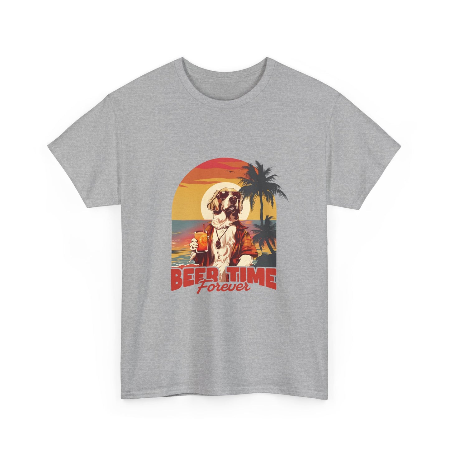 Beer Time Forever T-Shirt — Retro Beach Dog Vacation Tee