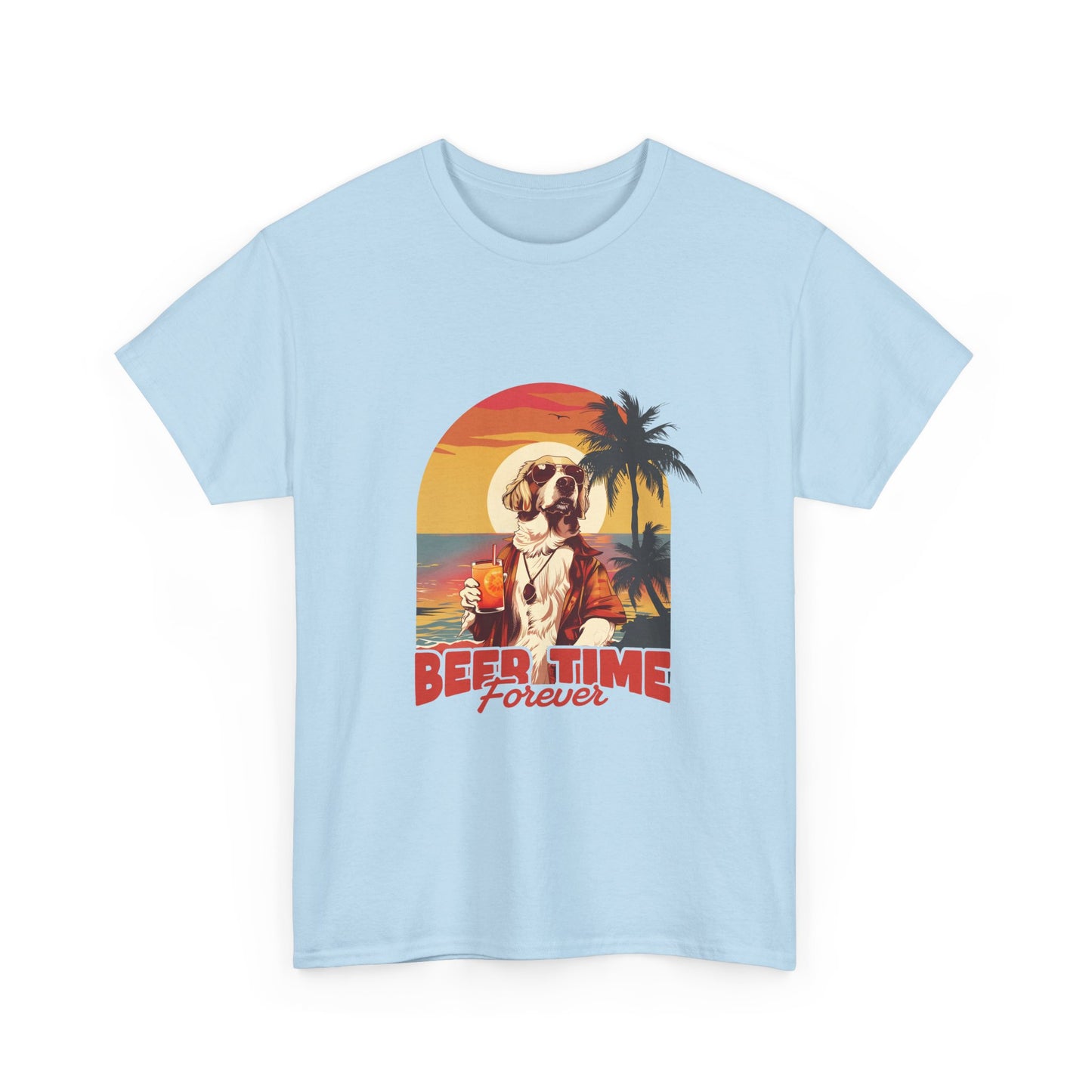 Beer Time Forever T-Shirt — Retro Beach Dog Vacation Tee