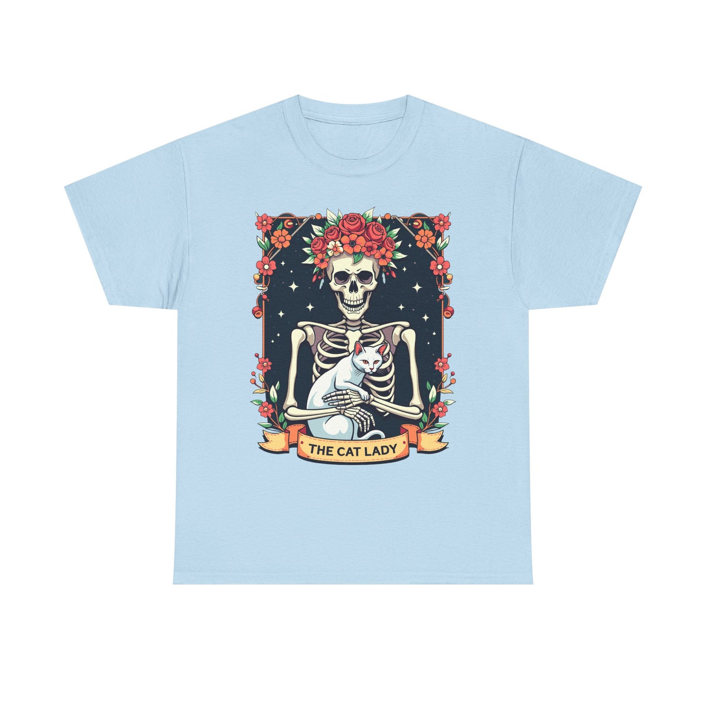 Cat Lady Skeleton T-Shirt — Floral Day of the Dead Cat Tee