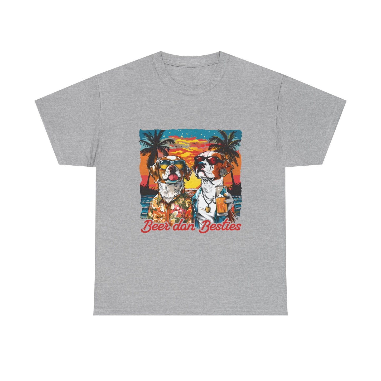 T-Shirt — 'Beer dan Besties' Retro Sunset Dogs Tee