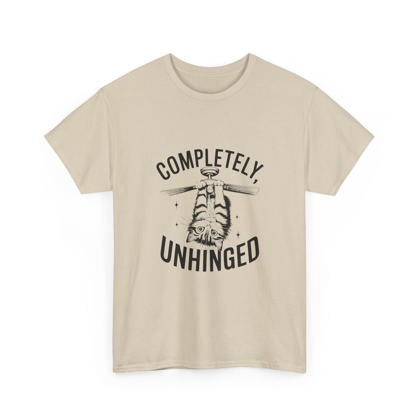 Funny T-Shirt — Completely Unhinged Graphic Tee (Vintage Cat Illustration)
