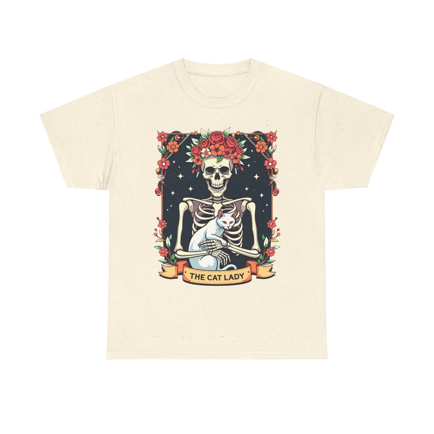 Cat Lady Skeleton T-Shirt — Floral Day of the Dead Cat Tee