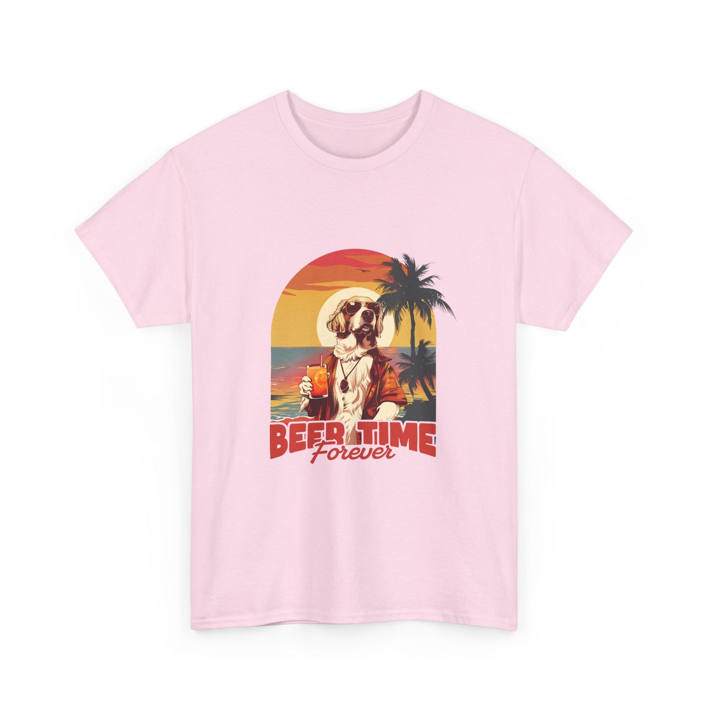 Beer Time Forever T-Shirt — Retro Beach Dog Vacation Tee