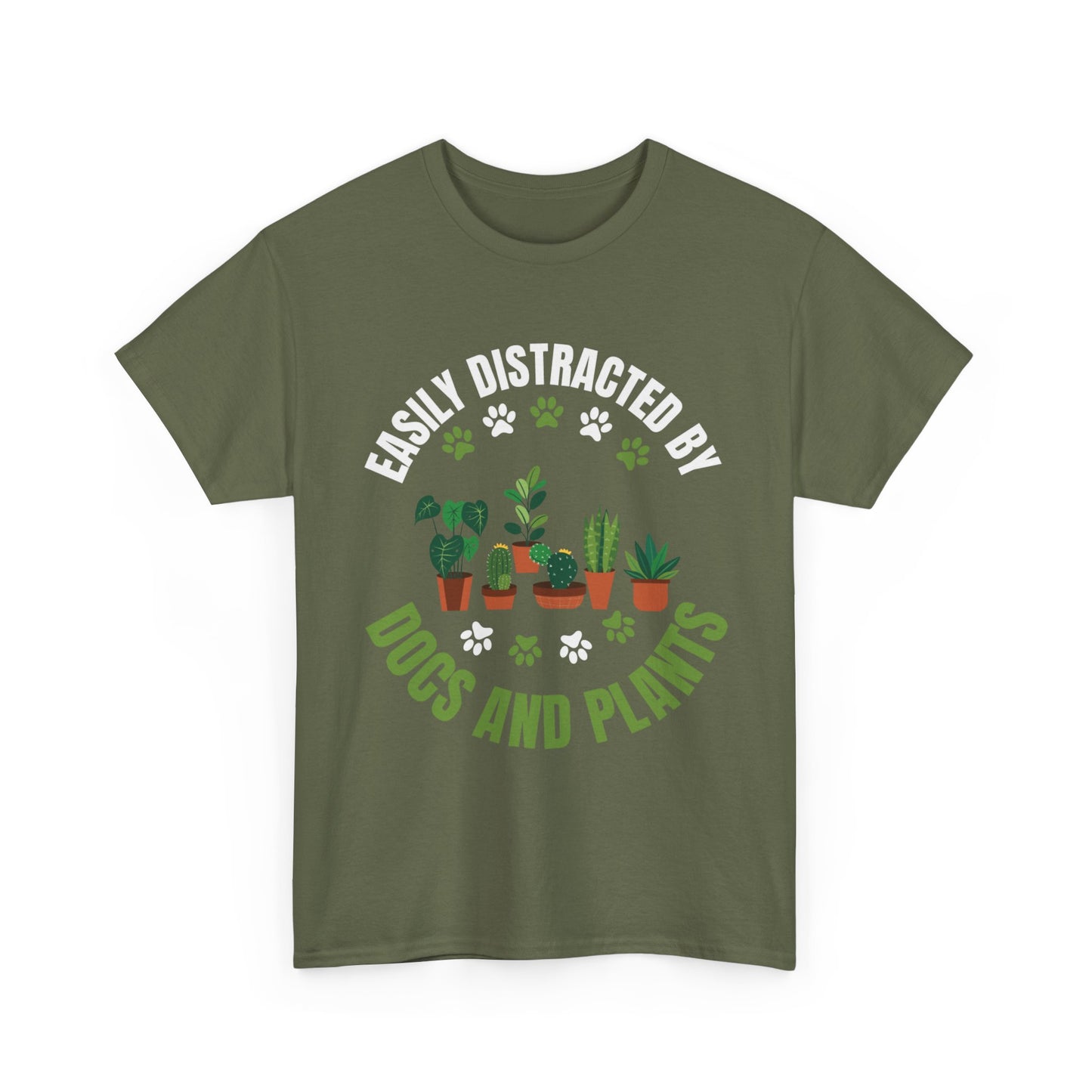 T‑Shirt — "Easily Distracted by Dogs and Plants" Graphic Tee for Dog Lovers & Plant Parents