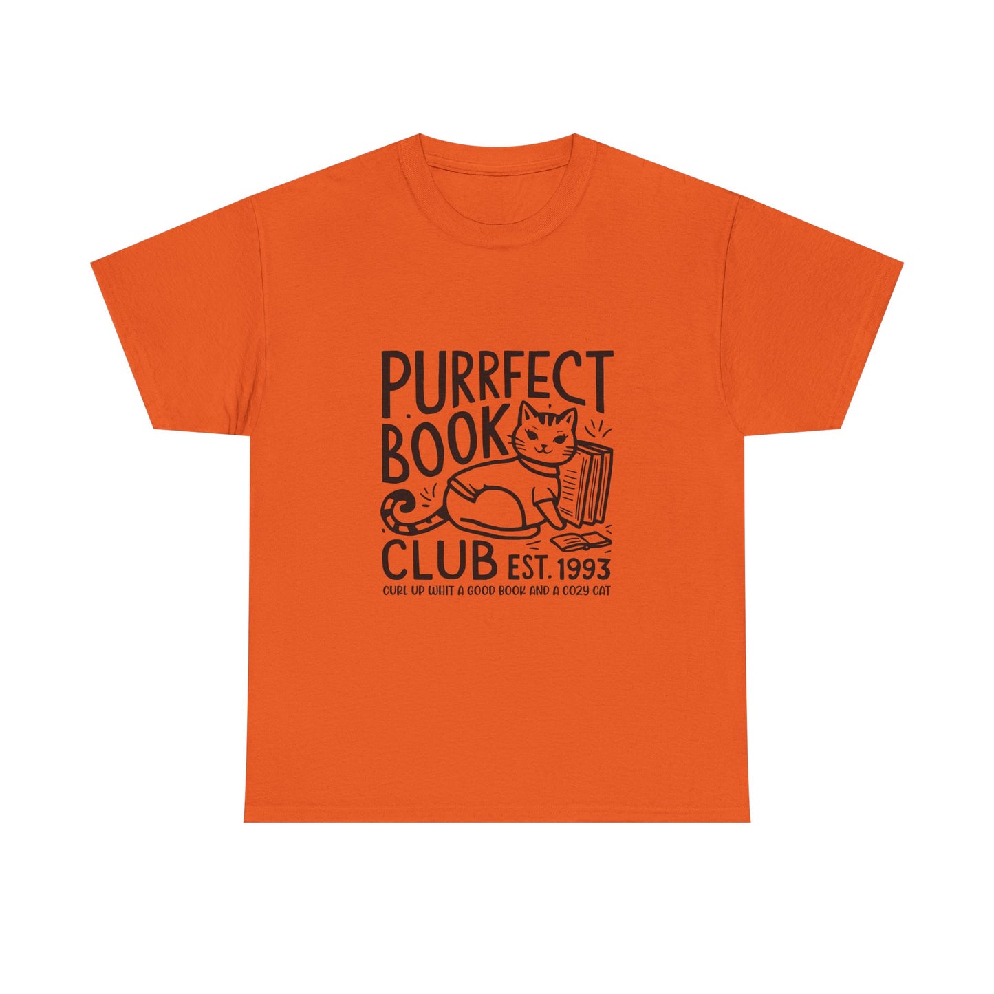 Purrfect Book Club T-Shirt — Cute Cat & Books Graphic Tee for Readers