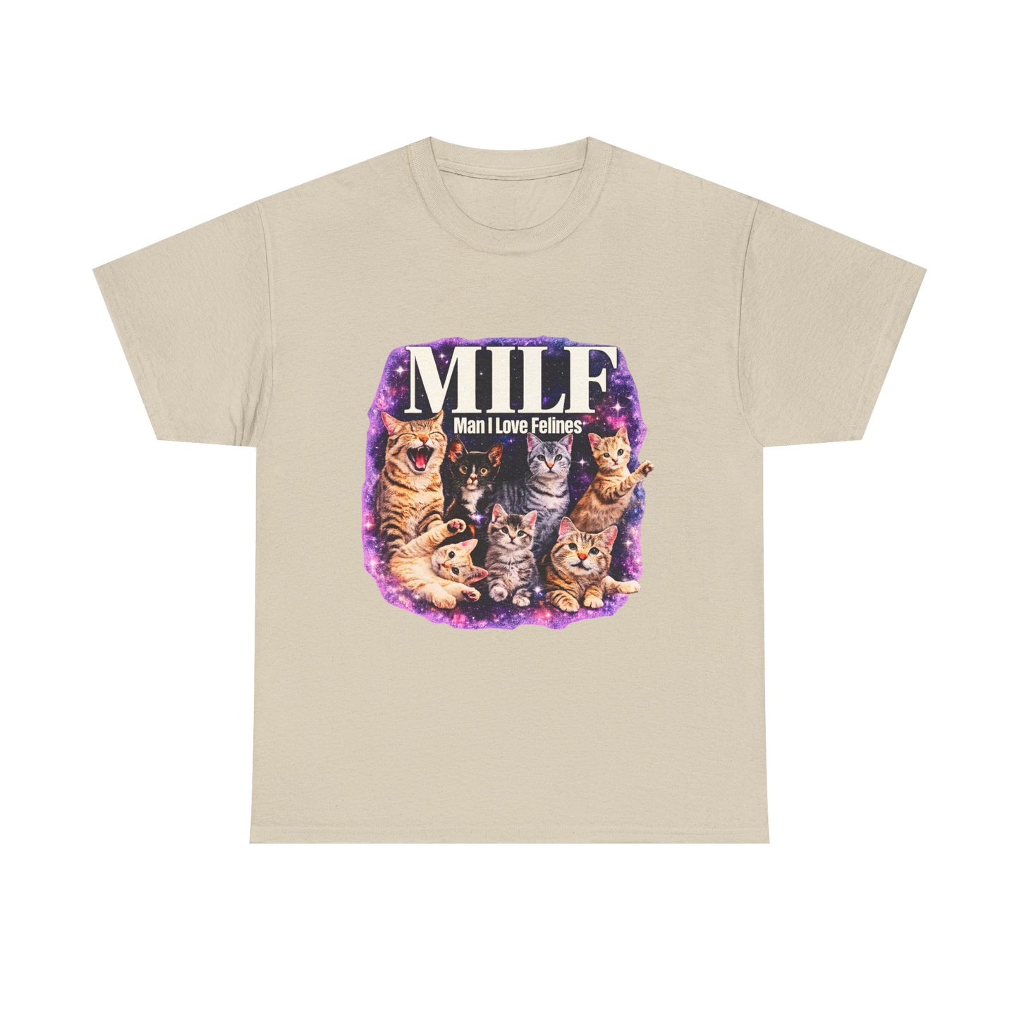 Cat Lover Tee — "MILE: Man I Love Felines" Graphic T-Shirt